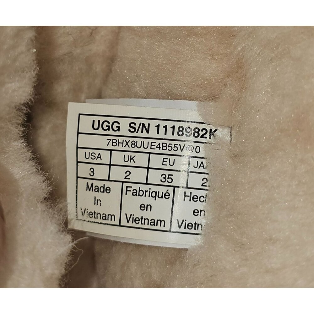UGG Kid's Tan Suede Alena Shearling-Lined Moccasin Slippers Size 3 2513 - Picture 8 of 16